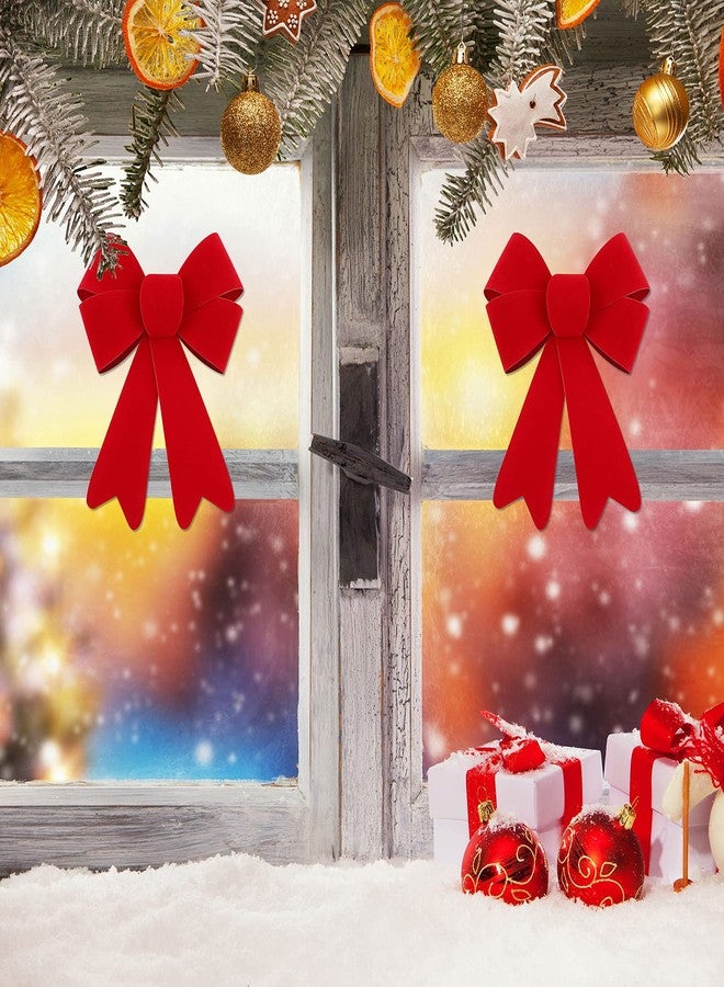 MCEAST 20 Pieces Red Christmas Bows 6.2 x 4.7 Inches Holiday Tree Bows Xmas Wreath Bows for Hanging and Decorating Doors Christmas Trees Weddings Parties - Image 4